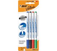 BIC Feutres pour tableau blanc Velleda 1721 – Pointe conique fine, effaçables à sec, blister de 4
