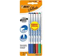 BIC Velleda 1721 Feutres pour Tableau Blanc Effaçables à Sec Pointe Conique Fine - Couleurs Assorties, Blister Format Spécial de 5