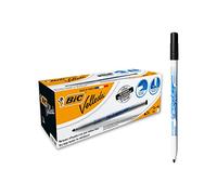BIC Velleda 1721 Feutres pour Tableau Blanc Effaçables à Sec Pointe Conique Fine - Noir, Boîte de 24 Noir