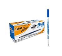 BIC Feutres pour tableau blanc Velleda 1721 – Effaçables à sec, pointe conique fine – Bleu