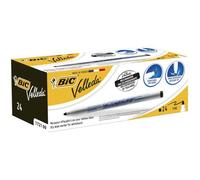BIC Velleda 1721 Feutres pour Tableau Blanc Effaçables à Sec Pointe Conique Fine - Noir, Boîte de 24