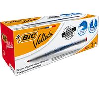 BIC Feutres effaçables pour tableau blanc Velleda 1721, pointe conique fine, rouge, boîte de 24