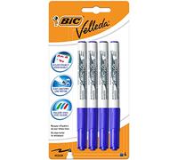BIC Feutres pour tableau blanc effaçables à sec Velleda 1741 Pointe conique moyenne Bleu Blister 4