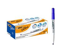 BIC Velleda marqueur 1741 Feutres pour Tableau Blanc Effaçables à Sec, Pointe Conique Moyenne - Bleu, Boîte de 12