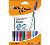 BIC Velleda 1741 Feutres pour Tableau Blanc Effaçables à Sec, Pointe Conique Moyenne - Couleurs Assorties, Pochette de 8