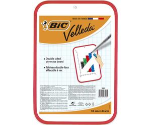 BIC Velleda Ardoise double face effaçable à sec - L.30 x H.44 cm - Cadre Rouge