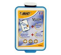 BIC Ardoise Velleda Écolier double-face 19x26 cm effaçable à sec Turquoise, feutre bleu et effacette
