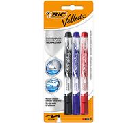 BIC Velleda Feutres pour Tableau Blanc Effaçables à Sec Pointe Conique Large - Couleurs Assorties, Blister de 3