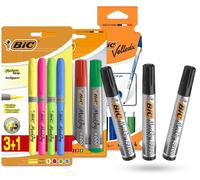 Bic Velleda Lot De 4 Marqueurs Permanents Pour Tableau Blanc Couleurs Assorties Et Bic Marking 2000 Pointe Ogive Lot De 4 Surligneurs Bic Grip Et 3 Marqueurs Permanents Bic Noir Pointe Biseautée