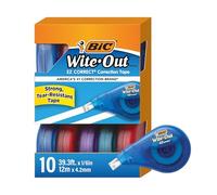Bic Wite-Out Brand EZ Correct Ruban correcteur blanc, 10 pièces, distributeur translucide pour montrer combien de ruban reste