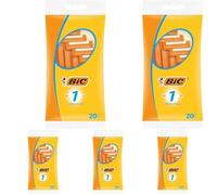 BIC1 Sensitive - Rasoir Jetable pour Homme avec 1 Lame en Acier Inoxydable, Rasage Confortable et Précis - Pochette de 20 (Lot de 5)