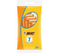 BIC1 Sensitive - Rasoir Jetable pour Homme avec 1 Lame en Acier Inoxydable, Rasage Confortable et Précis - Pochette de 20 (Lot de 10)