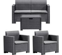 BICA Set Nebraska 2, Salon 4 places, Graphite, Finition Rotin