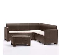 BICA Set Nebraska Corner, Salon 5 places, Marron, Finition rotin