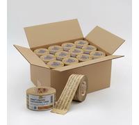 BICAPACK - Lot de 24 rubans d'emballage en papier kraft activé par l'eau 70 mm x 100 m - Adhésif naturel en amidon biodégradable, imprimé avec message de sécurité, adapté pour mandrin de 76 mm