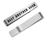 Bicfuiot Pince à cravate pour homme avec inscription « Big Brother » - Cadeau de Noël amusant de la part d'une sœur - Cadeau de fête des pères personnalisé - Argenté