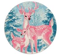 Biche Rose et Blanche, Illustration rétro Cadeau Unique Décoration Intérieure Jeu ÉduChatif Challenge Toy Adultes & Enfants des 14 Ans 1000pcs (67.5x67.5cm)