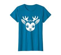 Biches Animaux Drôle Petite biche Simple Minimaliste Biche T-Shirt, Femme, Saphir, S