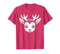 Biches Animaux Drôle Petite biche Simple Minimaliste Biche T-Shirt, Homme, Rouge Chiné, S