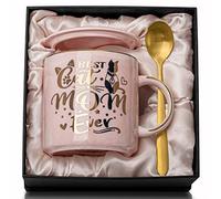 Biching Tasse avec motif de chat, cadeau pour femme, amoureux des chats, 400 ml, céramique rose, marbre, motif doré, tasse à café avec boîte cadeau, cadeaux de Noël pour chat fou, mère, femme