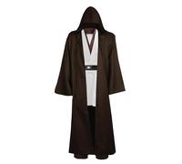 Bichingda Costume tunique pour adulte - Cape de chevalier - Marron - Jedi à capuche - Veste - Chemise - Pantalon - Tenue pour Halloween