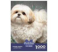 Bichon à Poil frisé 1000 Pièces Cute Chien de Compagnie Puzzle pour Adultes Détente Décoration Moderne Adultes Et Adolescents Dès 14 Ans 38x26cm/1000pcs