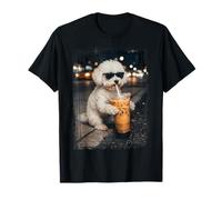 Bichon Blanc avec Lunettes de Soleil pour Boire du Latte glacé T-Shirt