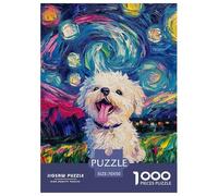 Bichon Frise 1000 Pieces Animation Puzzle en Papier Jeu D'Intelligence Jeu Cadeau Unique Adultes Et Enfants Dès 14 Ans 70x50cm/1000pcs
