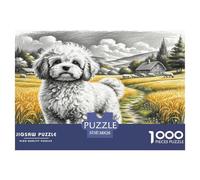 Bichon Frisé 1000 Pièces Puzzle pour Adultes Jeux De Défi Familial Divertissement Apaisant Cultiver l'esprit D'équipe pour Hommes, Femmes, Seniors 38x26cm/1000pcs