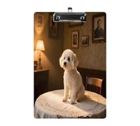 Bichon Frise at Home Porte-bloc en acrylique imprimé 21,6 x 31,8 cm | Porte-bloc léger A4 avec porte-stylo pour bureau, étudiants, infirmières, enseignants, étudiants, femmes, hommes, filles, garçons