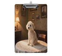 Bichon Frise at Home Porte-bloc en acrylique imprimé 21,6 x 31,8 cm | Porte-bloc léger A4 avec porte-stylo pour bureau, étudiants, infirmières, enseignants, étudiants, femmes, hommes, filles, garçons