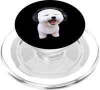 Bichon frisé avec écouteurs pour amoureux des chiens PopSockets PopGrip pour MagSafe