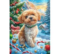 Bichon Frisé avec Un Poisson 1000 Pieces Casse-tête Expert Confirmé en Carton Haute Densité Épais Mythes Conte de fées Très Difficile Anti-Stress Loisir Créatif Cadeau Fête des Pères Premium 1000