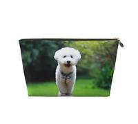 Bichon Frise Bokeh Animaux Chiens Parc Chiens Blancs, Trousse de Maquillage Trousse à cosmétiques Trousse de Toilette de Voyage Portable Pochette de Toilette