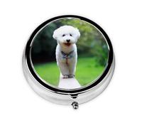 Bichon frisé, bokeh, animaux de compagnie, chiens, parc, chiens blancs, boîte à pilules Meta, 3 compartiments, organiseur portable