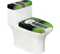 Bichon Frisé Bokeh Animaux de Compagnie Chiens Parc Chiens Blancs,Ensemble de 2 couvercles de réservoir de toilettes réutilisables, résistants à la poussière et aux éclaboussures pour salle de bain