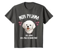 Bichon Frisé Cadeau Humour Pyjama Chien Caniche Bichon Frisé T-Shirt, Enfant, Asphalte, 2 Ans