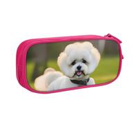 Bichon Frise Chien Sur L'herbe Imprimé Papeterie Sac Léger Pochette Stylo Pochette École Collège Bureau Voyage Garçons Filles Adultes, rose, Taille unique, Ensemble cartable
