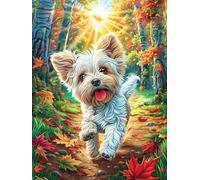 Bichon Frisé dans Les Fleurs 500 Pieces Casse-tête Adulte en Carton Rigide sans Déformation Contes de fées Animaux et Plantes Jeu De Société Famille Très Difficile Cadeau Noël Qualité Premium Pas Ch