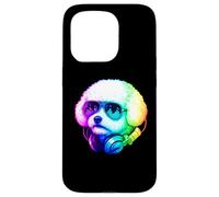 Bichon Frise DJ Casque Rétro Musique Amoureux des Chiens Coque pour iPhone 15 Pro