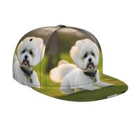 Bichon Frise Dog On The Grass Print Casquette de baseball unisexe élégante Chapeau de sport respirant Évacuation de la transpiration Extérieur Usage quotidien Noir