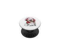 Bichon frisé drôle avec écouteurs rainurés pour écouter de la Musique PopSockets PopGrip Adhésif