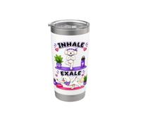 Bichon Frise faisant du yoga inhale - Exale DIGOR drôle Gobelet isotherme en acier inoxydable double paroi