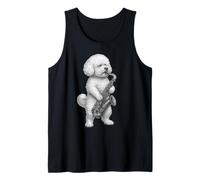 Bichon Frise jouant du saxophone Jazz Musique Amoureux des chiens Débardeur
