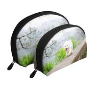 Bichon Frise Parc Animaux Chiens Bichon Frise Chiens, Trousse de Maquillage Coquille Femme Petit Porte-Monnaie Trousse de Toilette Trousse à cosmétiques 2 pièces