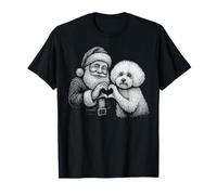 Bichon Frise Père Noël en Forme de cœur pour Amoureux des Chiens T-Shirt