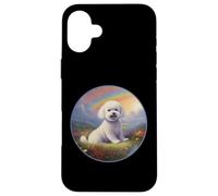 Bichon Frise Rainbow Bridge Peinture commémorative colorée pour Chien Coque pour iPhone 16 Plus