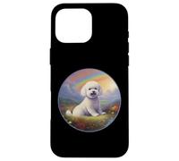 Bichon Frise Rainbow Bridge Peinture commémorative colorée pour Chien Coque pour iPhone 16 Pro Max