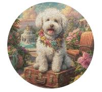 Bichon Frise Rond Puzzle 195 Pièces pour Pets Animaux Mignons Adultes Enfants Forme d'animal Cadeau Original Décoration Murale Classique Parfait Qualité Premium 195 PCS