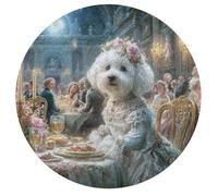 Bichon Frise Rond Puzzle 195 Pièces pour Pets Animaux Mignons Adultes Enfants Forme d'animal Cadeau Original Décoration Murale Classique Parfait Qualité Premium 195 PCS